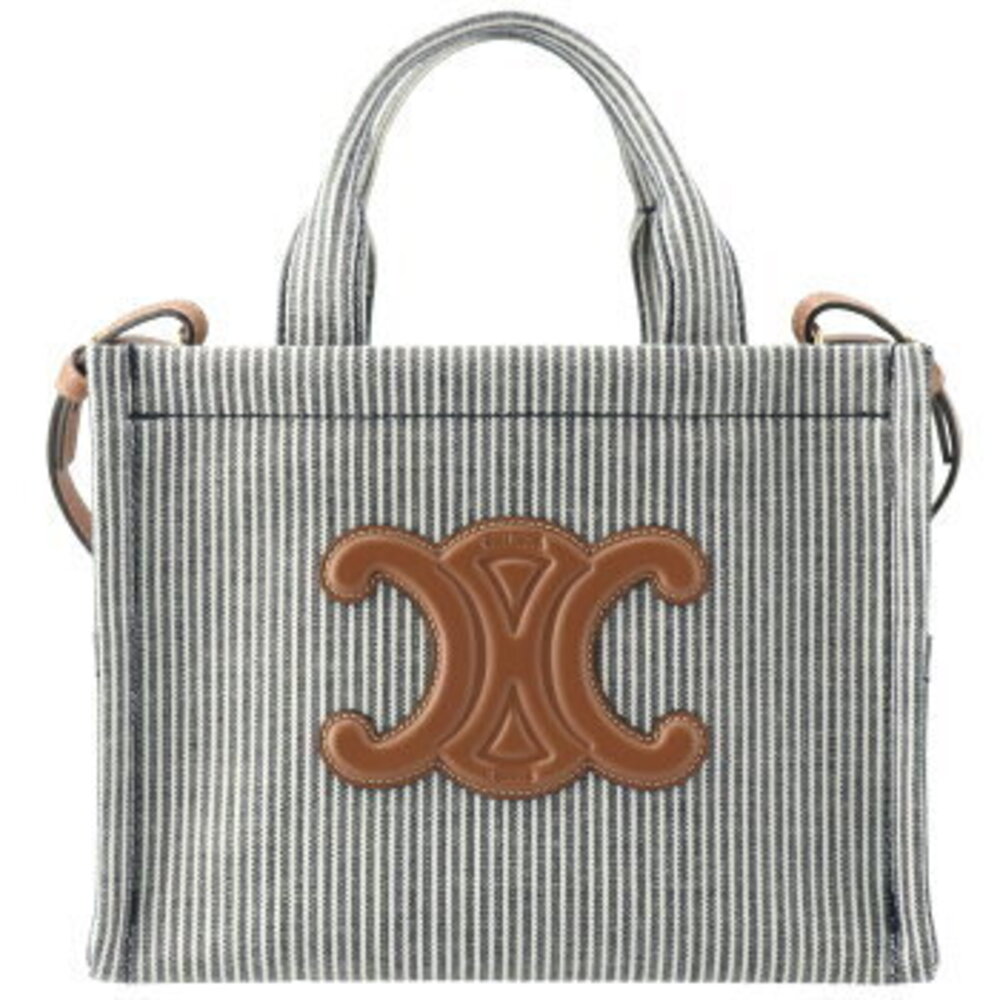 Celine Tote Bag THAIS Cabas Striped Textile Logo Shoulder - Picture 2 of 8